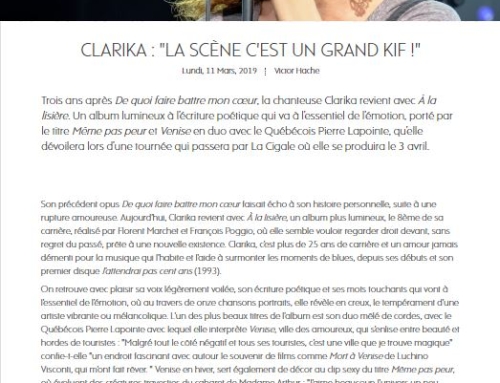 L’Humanité – Clarika « La scène c’est un grand kiff »