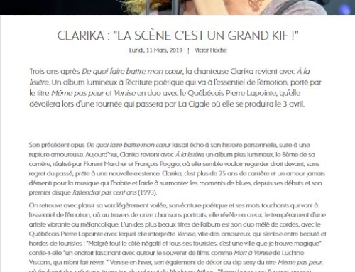 L’Humanité – Clarika « La scène c’est un grand kiff »